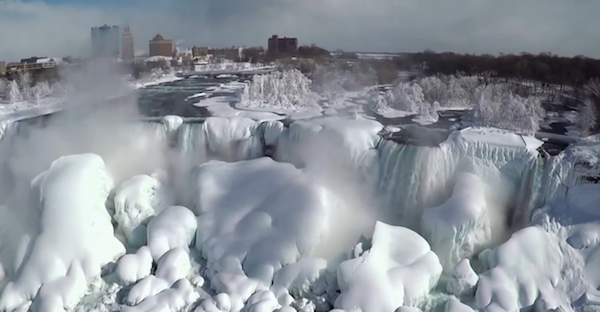 NBC Exclusive Drone Footage Captures Frozen Niagara Falls