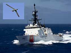 USCG NSC flying ScanEagle drones