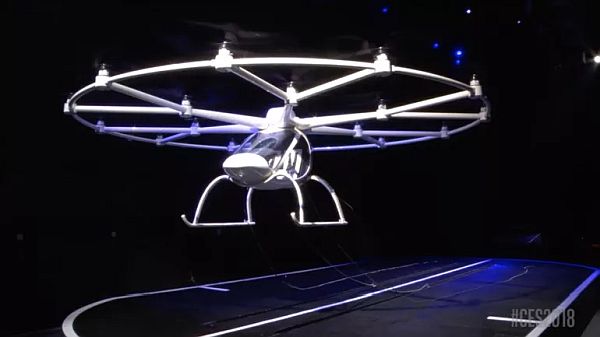 The Volocopter 2X autonomous air taxi at CES 2018.